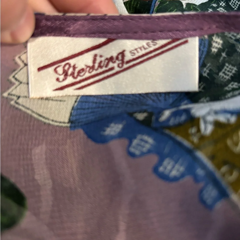 Sterling Styles kimono top purple Oriental patchwork pattern one size - Picture 10 of 10